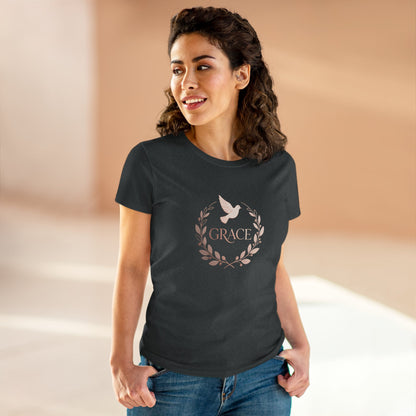 Graceful Dove Wreath Tee — Women's Rose-Gold Reminder Tee