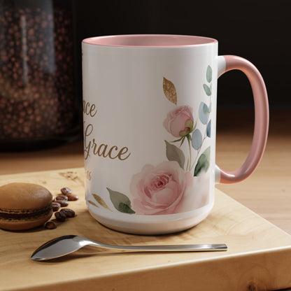 Grace Upon Grace Coffee Mug — Floral John 1:16 Scripture Accent Mug