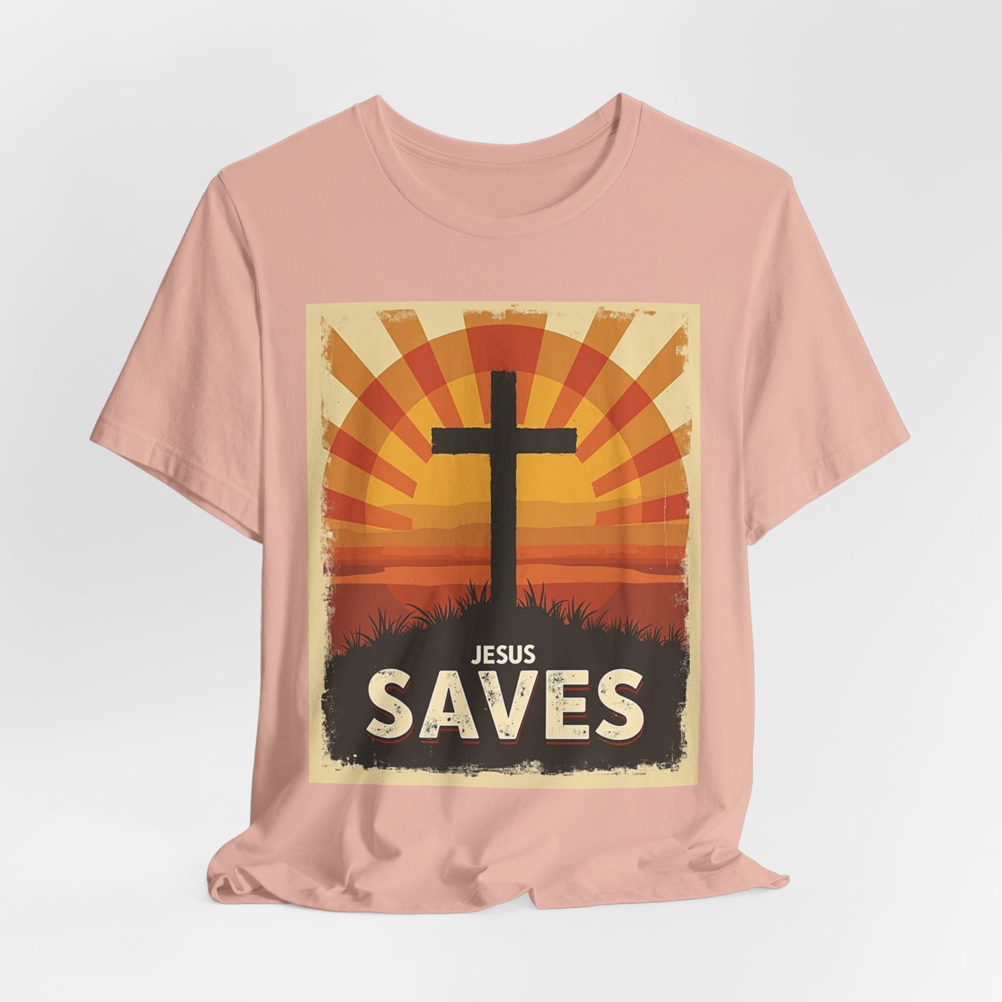 Jesus Saves Cross tee | Christian faith shirt, sunrise graphic | Perfect Gift for Mom and Dad | Friends and Family Shirt