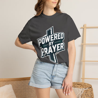 Powered by Prayer T‑Shirt — Faith Graphic Tee with Cross