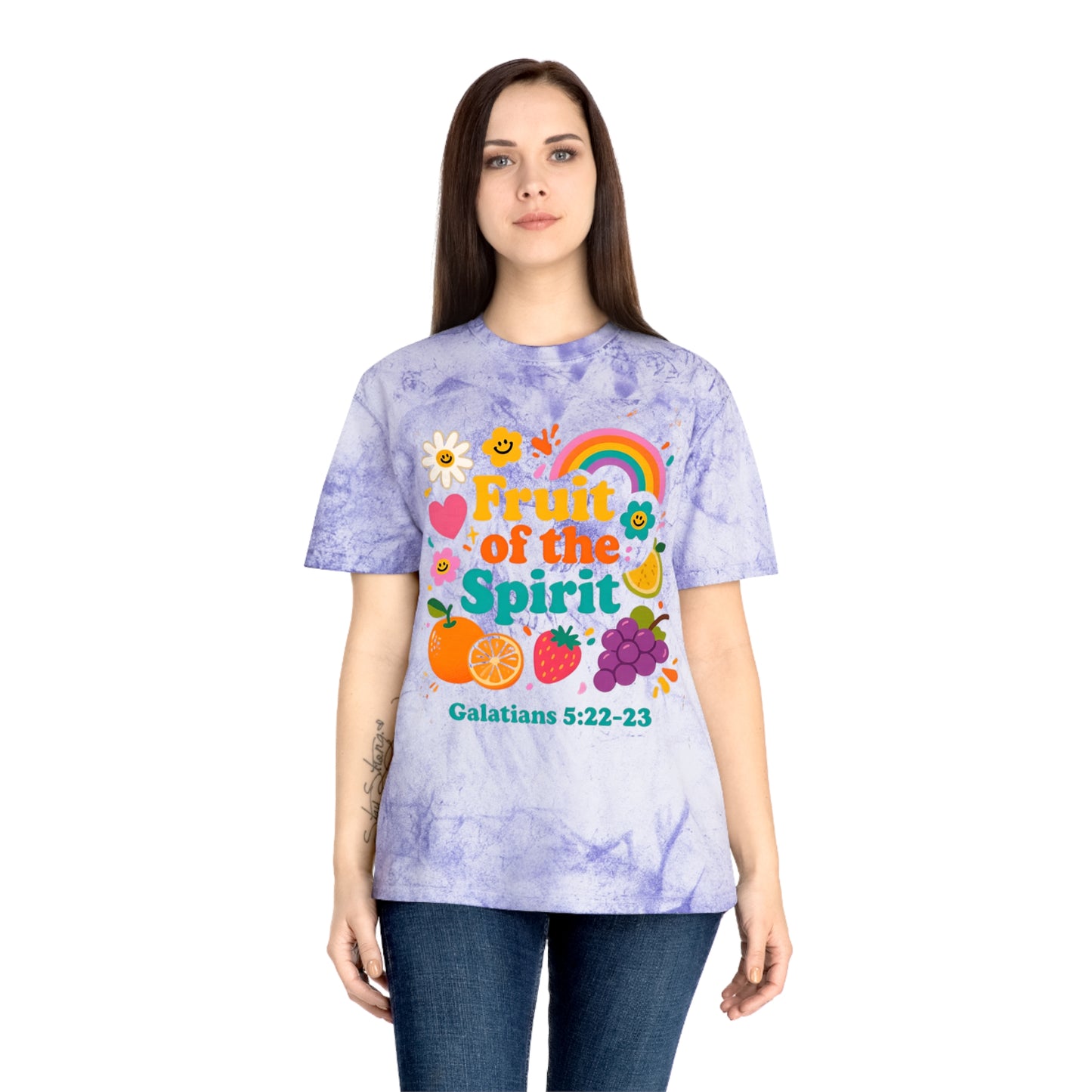 Fruit of the Spirit T-Shirt — Retro Rainbow & Fruit Christian Tee (Galatians 5:22-23)