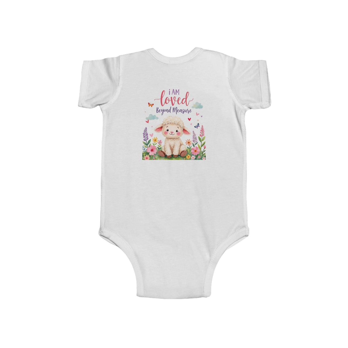 Infant Bodysuit — "I Am Loved" Bunny Floral Baby Onesie