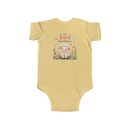 Infant Bodysuit — "I Am Loved" Bunny Floral Baby Onesie
