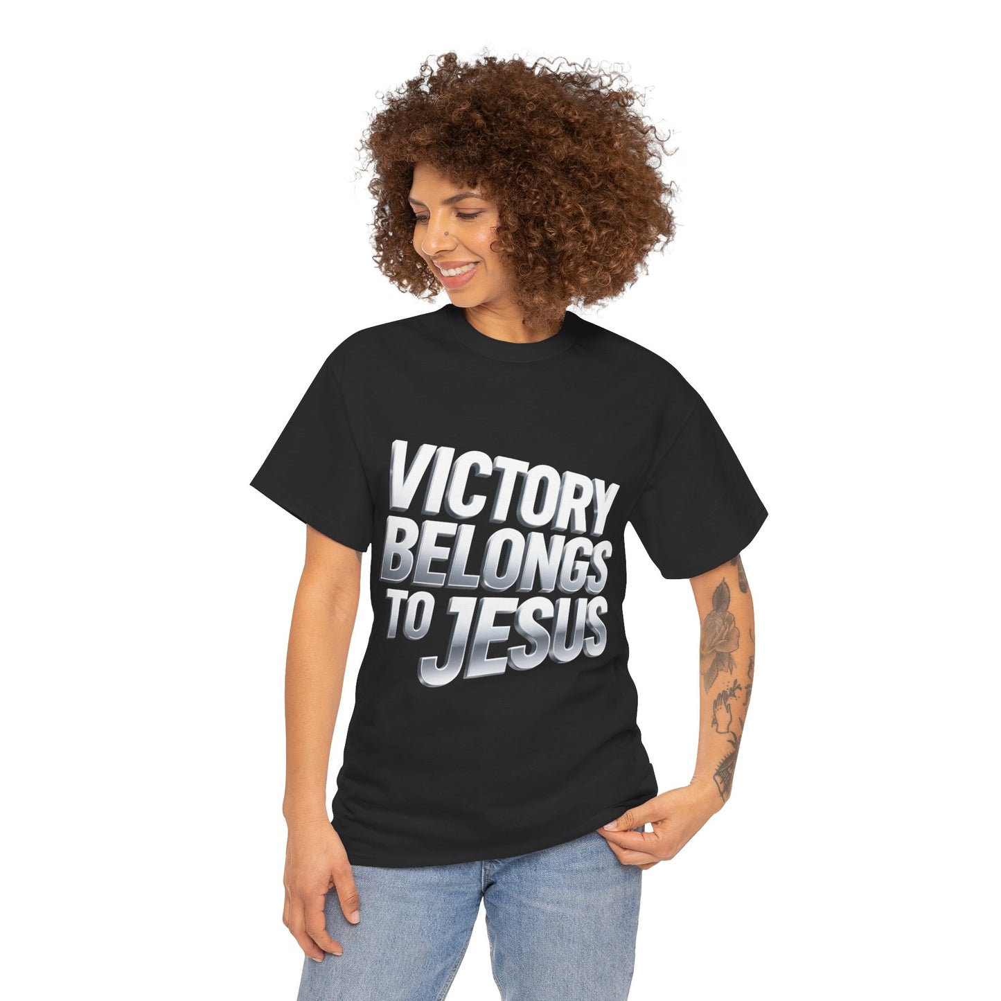 Victory Belongs to Jesus T-Shirt — Heavyweight Christian Faith Tee
