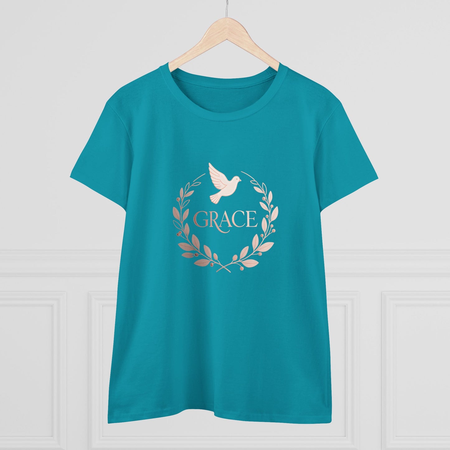 Graceful Dove Wreath Tee — Women's Rose-Gold Reminder Tee