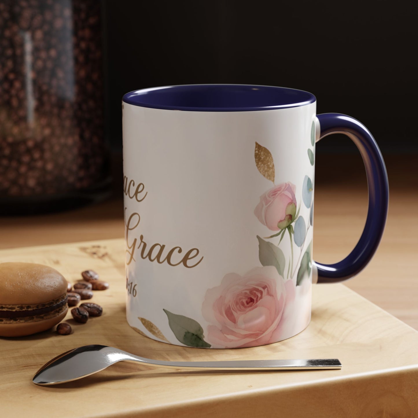 Grace Upon Grace Coffee Mug — Floral John 1:16 Scripture Accent Mug