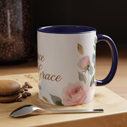 Grace Upon Grace Coffee Mug — Floral John 1:16 Scripture Accent Mug