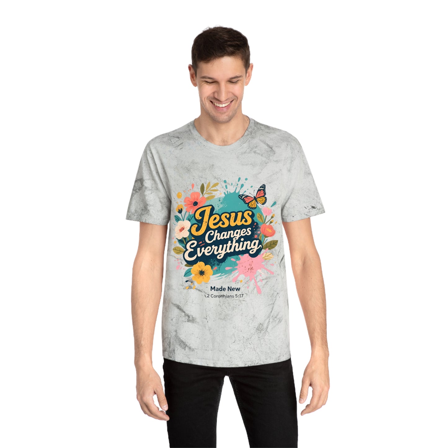 Jesus Changes Everything T-Shirt — Floral Butterfly Christian Tee