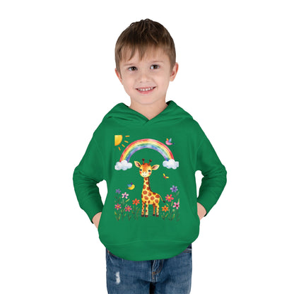 Toddler Hoodie — Giraffe Rainbow Floral Pullover