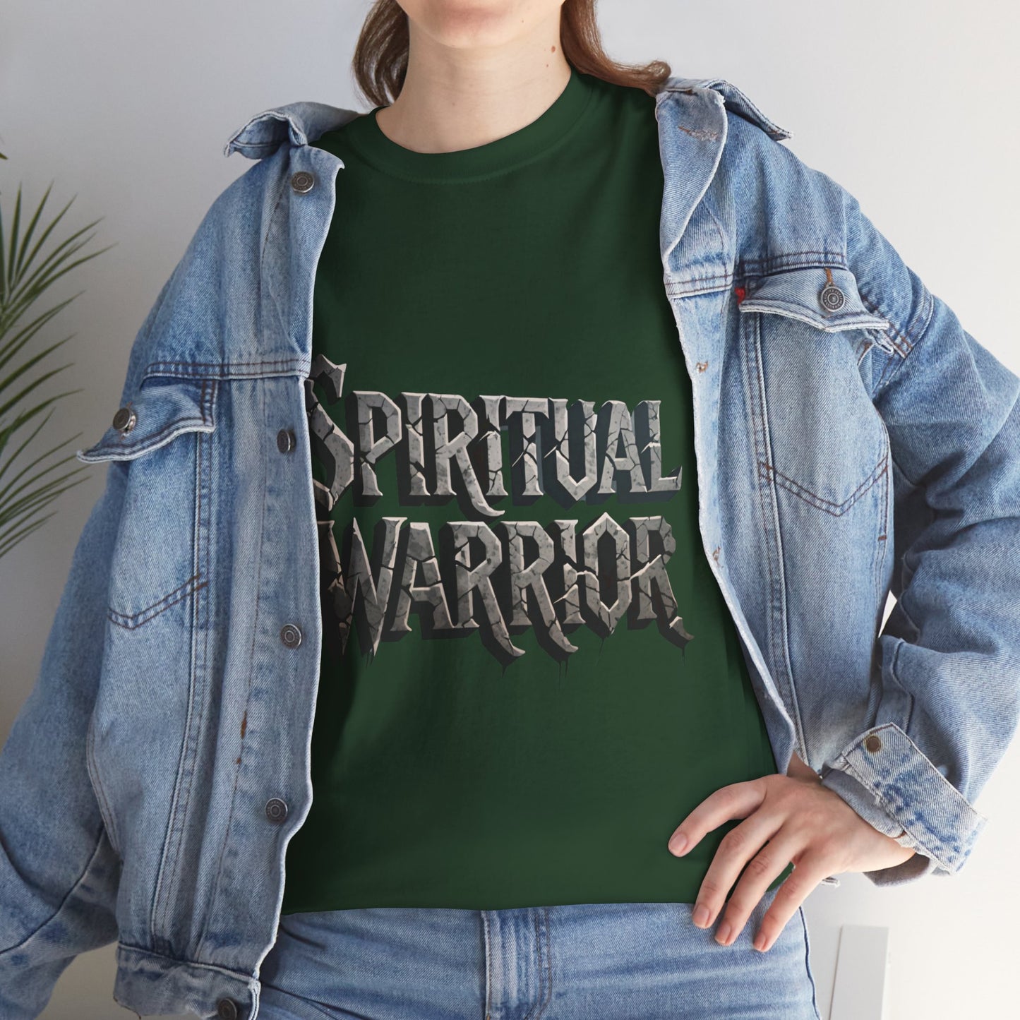 Spiritual Warrior T-Shirt — Gothic Lettering Faith & Strength Tee