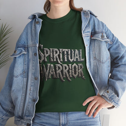 Spiritual Warrior T-Shirt — Gothic Lettering Faith & Strength Tee