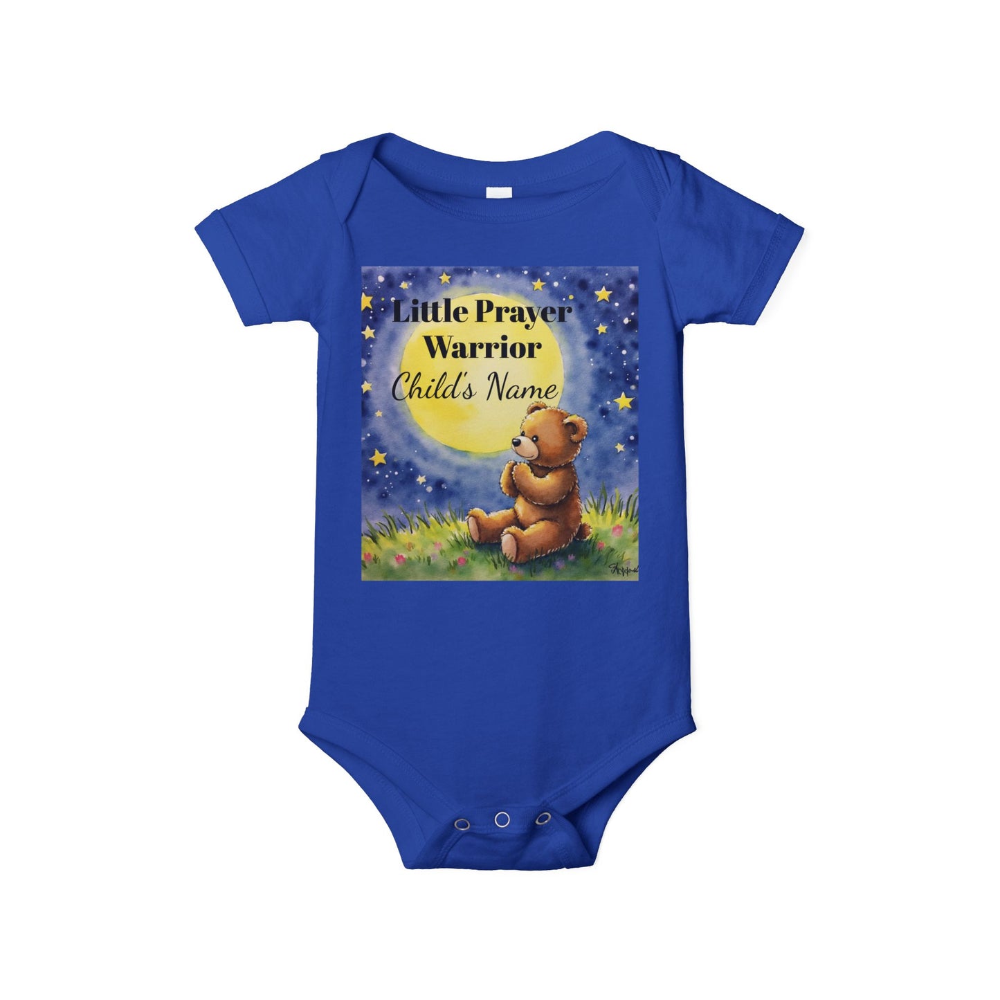 Infant One-Piece — 'Little Prayer Warrior' Bear Baby Bodysuit (Personalize Name)
