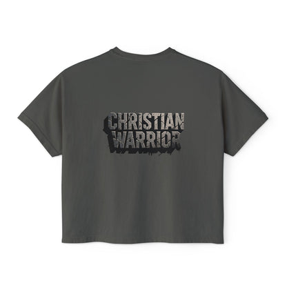 Christian Warrior Boxy Tee — Women's Faith Graphic Shirt