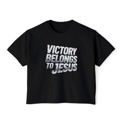 Victory Belongs to Jesus Boxy Tee — Christian Faith Graphic Tee