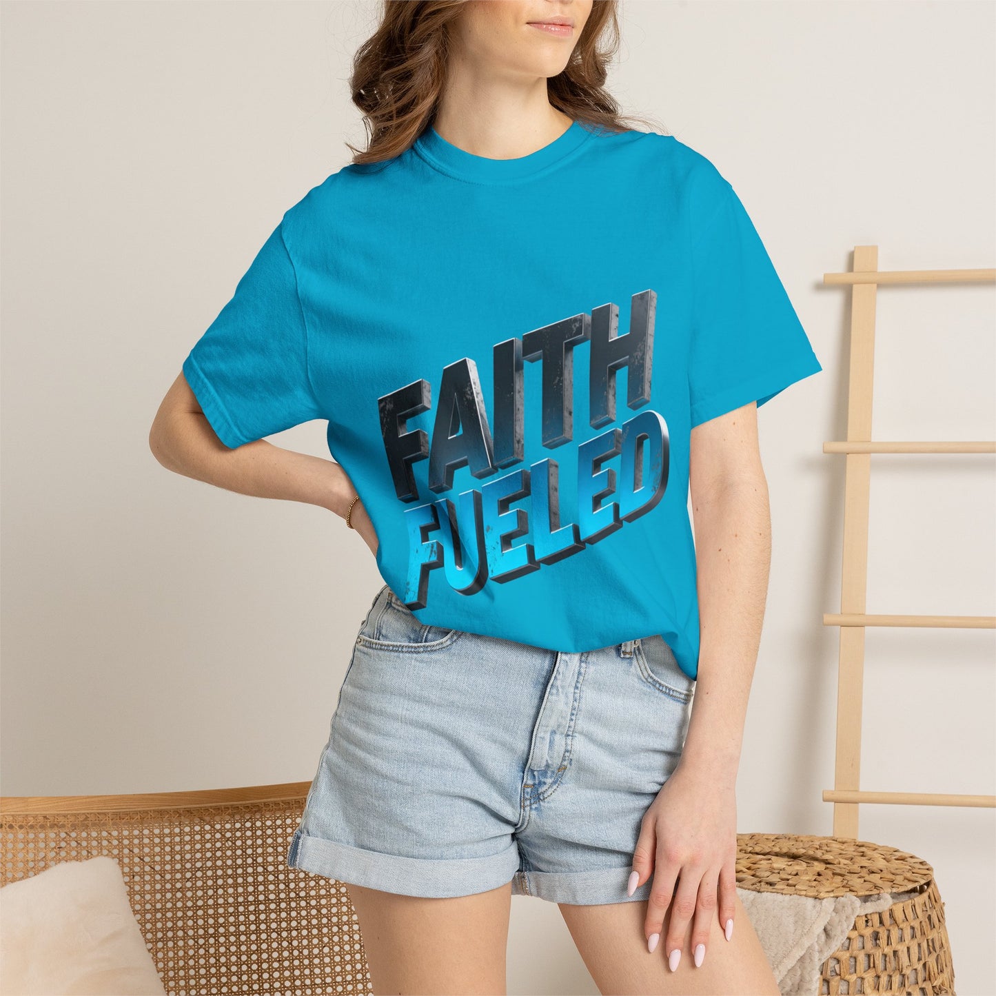 Faith Fueled Garment-Dyed Tee — Vintage Two-Tone Christian T-Shirt