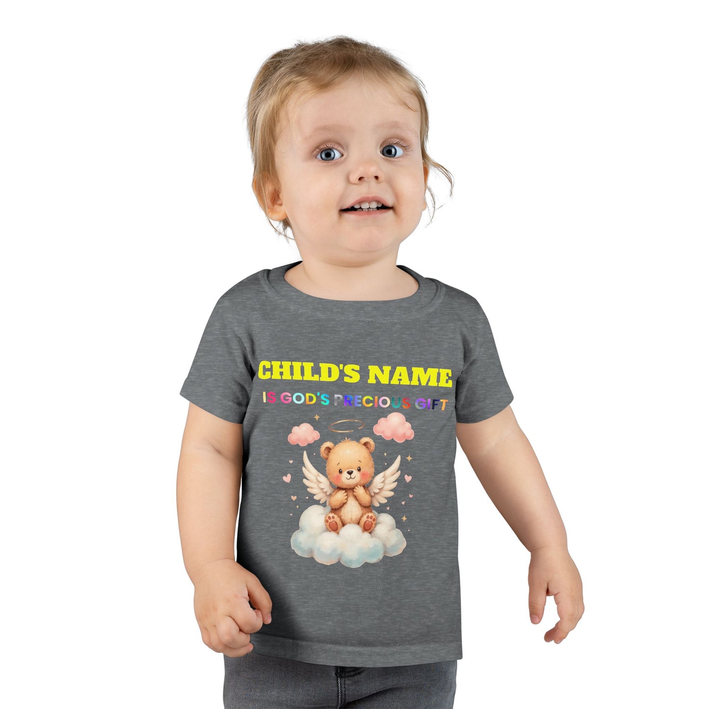 Toddler T-Shirt — Personalized "Child's Name Is God’s Precious Gift" Angel Bear Tee