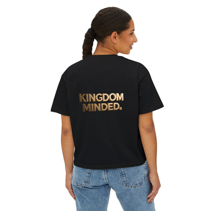 Kingdom Minded Boxy Tee — Women's Faith-Inspired Cropped T-Shirt