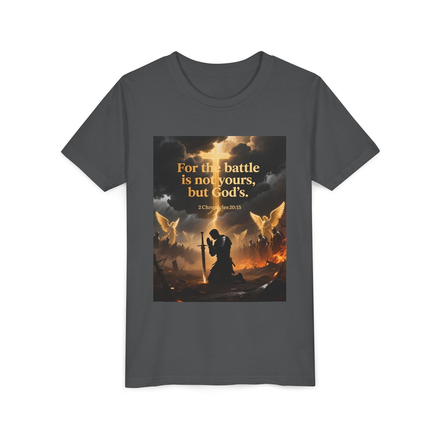 For the battle is not yours, but God's youth tee | Christian hands design | Meaningful Gift for Kids