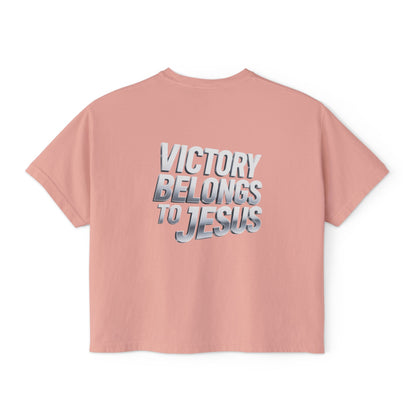 Victory Belongs to Jesus Boxy Tee — Christian Faith Graphic Tee