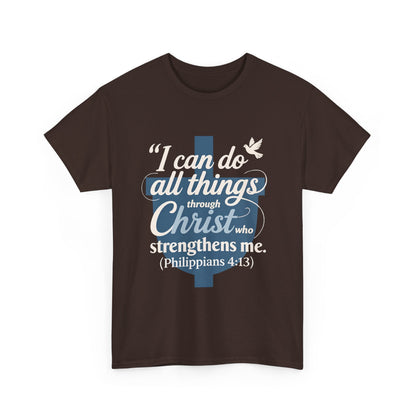 Philippians 4:13 Cotton Tee — "I Can Do All Things" Christian Prayer T-Shirt