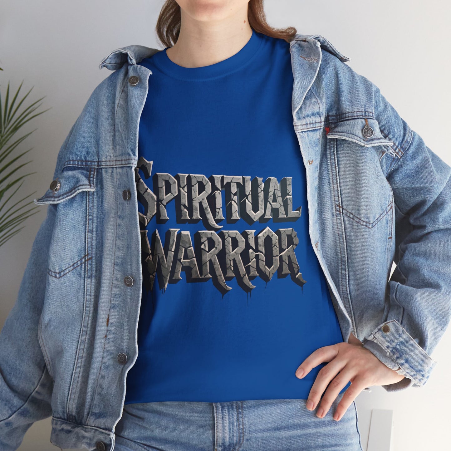 Spiritual Warrior T-Shirt — Gothic Lettering Faith & Strength Tee