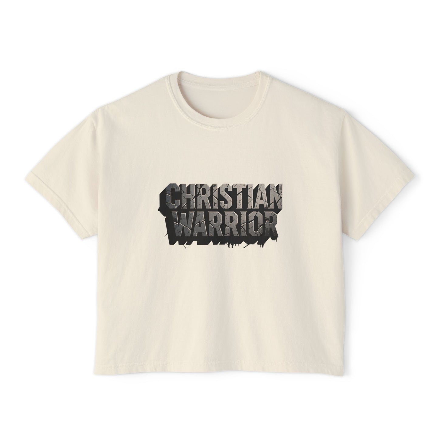 Christian Warrior Boxy Tee — Women's Faith Graphic Shirt
