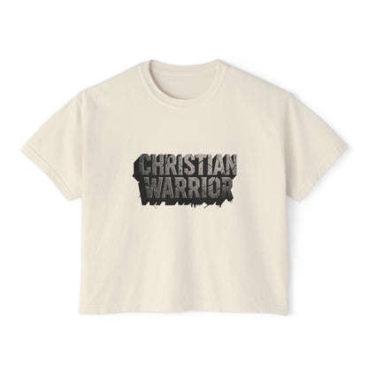 Christian Warrior Boxy Tee — Women's Faith Graphic Shirt