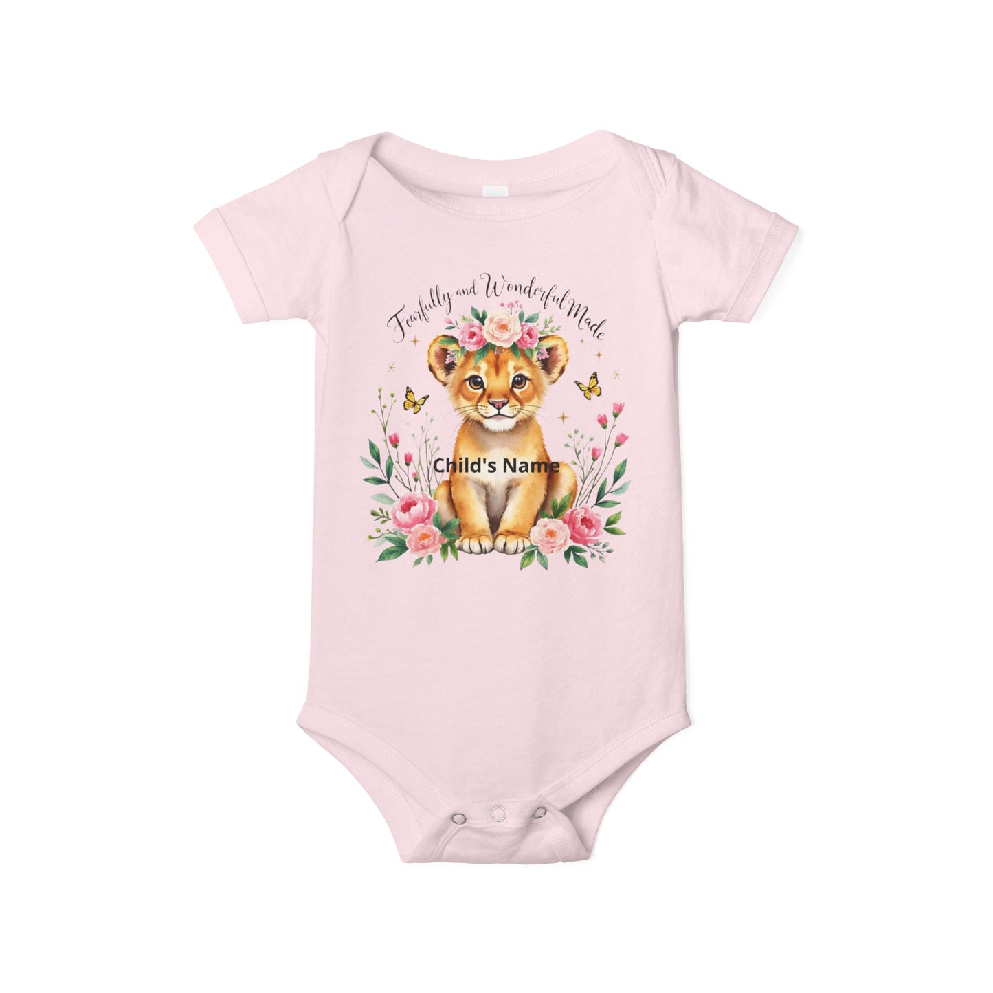 Baby Onesie - Floral Lion Cub "Wild and Wonderful" Personalized Infant Bodysuit