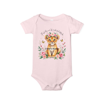 Baby Onesie - Floral Lion Cub "Wild and Wonderful" Personalized Infant Bodysuit