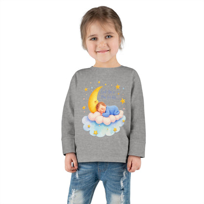 God Has a Plan for Me Toddler Long Sleeve Tee — Sleeping Baby on Moon Cloud