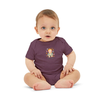 Infant One-Piece Bodysuit — Cute Little Girl Illustration "Hello World" Baby Bodysuit