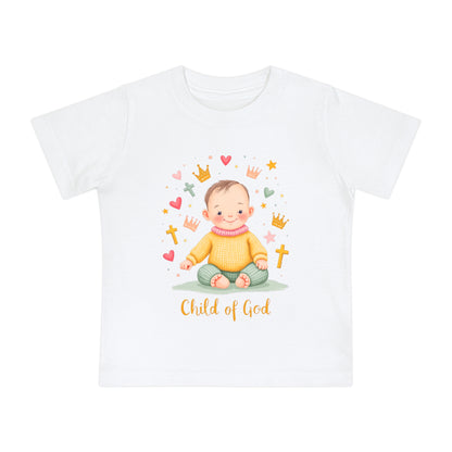 Baby Short Sleeve T-Shirt — "Child of God" Smiling Infant Faith Tee