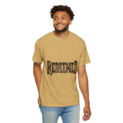 Garment-Dyed Statement Tee — Bold Single-Word Typographic Front