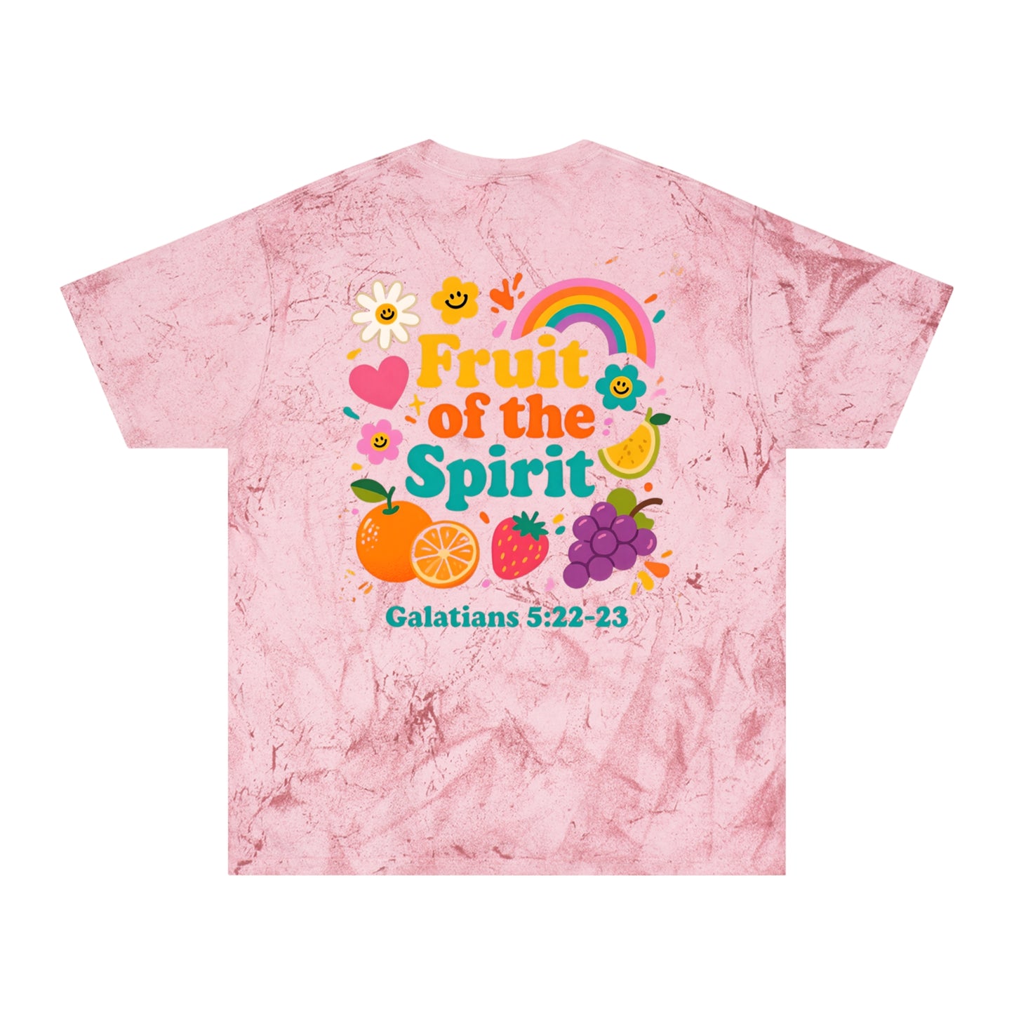 Fruit of the Spirit T-Shirt — Retro Rainbow & Fruit Christian Tee (Galatians 5:22-23)