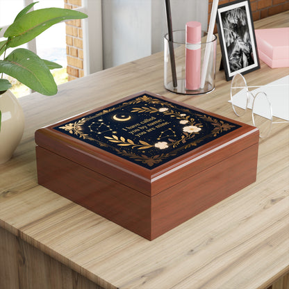Keepsake Jewelry Box – 'I Have Called You By Name; You Are Mine' Gold Floral Moon Design