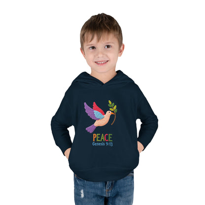 Toddler Hoodie — Colorful Peace Dove with Olive Branch & “PEACE Genesis 9:13”