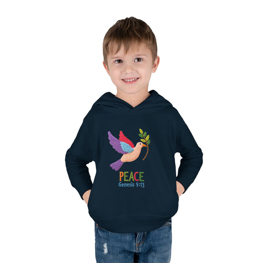 Toddler Hoodie — Colorful Peace Dove with Olive Branch & “PEACE Genesis 9:13”