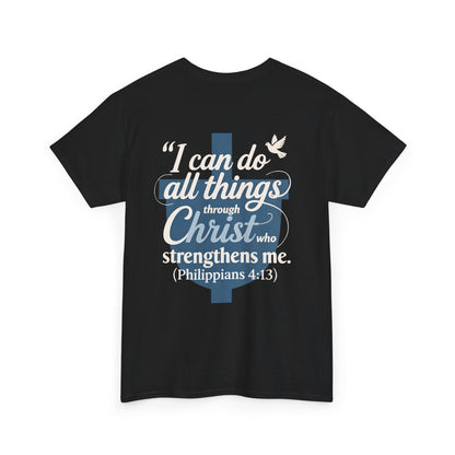 Philippians 4:13 Cotton Tee — "I Can Do All Things" Christian Prayer T-Shirt