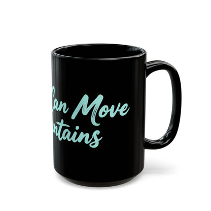 Keep Going Black Ceramic Mug — Aqua Script Inspirational Coffee Cup (11oz & 15oz)