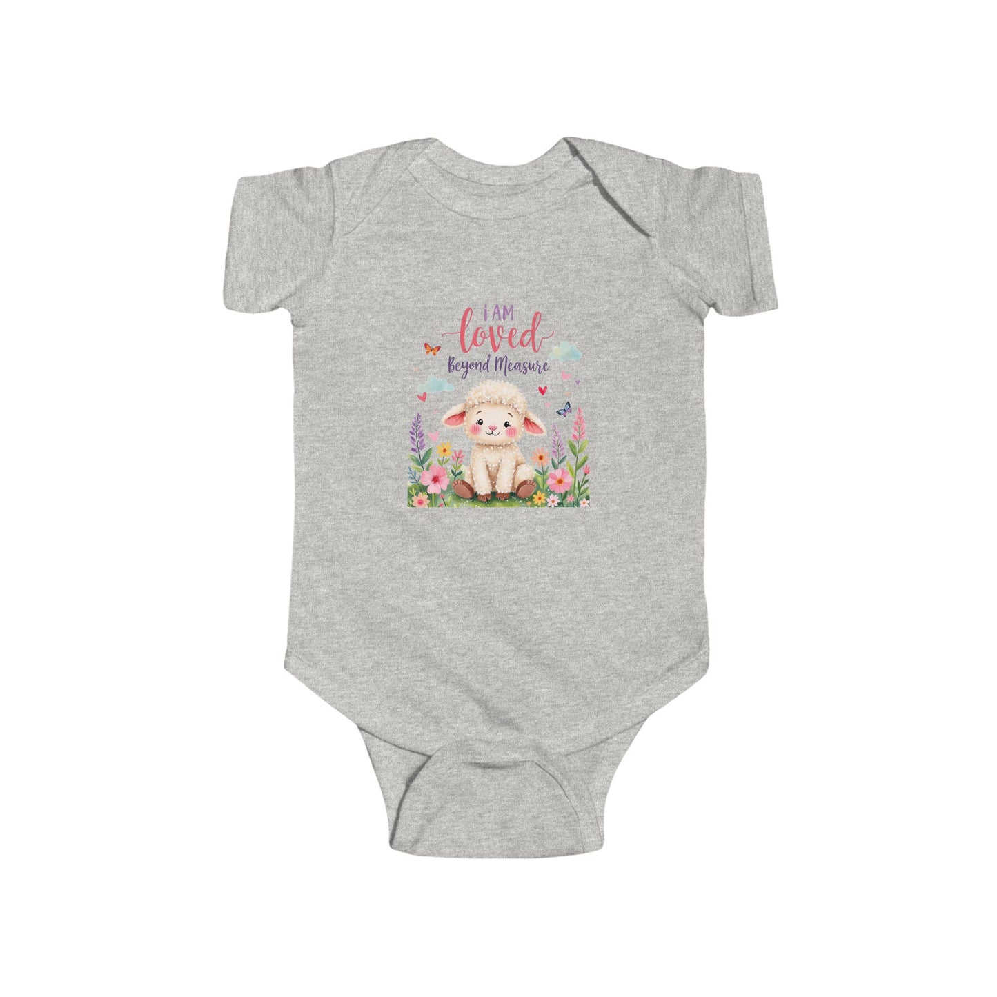 Infant Bodysuit — "I Am Loved" Bunny Floral Baby Onesie