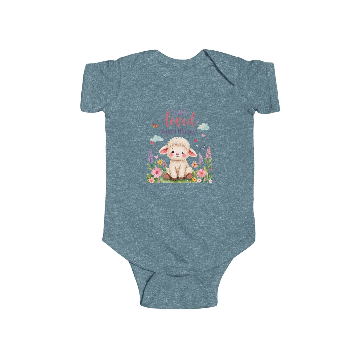Infant Bodysuit — "I Am Loved" Bunny Floral Baby Onesie