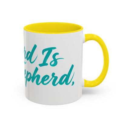 Scripture Accent Coffee Mug — Teal Hand-Lettered Encouragement (11/15 oz)