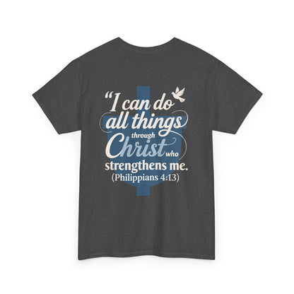 Philippians 4:13 Cotton Tee — "I Can Do All Things" Christian Prayer T-Shirt