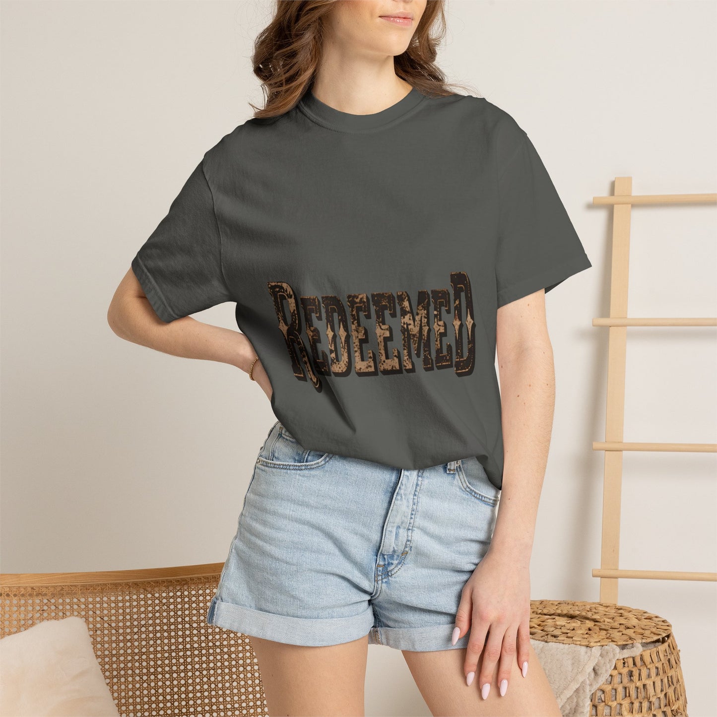 Garment-Dyed Statement Tee — Bold Single-Word Typographic Front