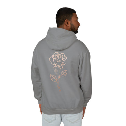 Lightweight Rose Line Hoodie — Subtle Single-Line Floral Design