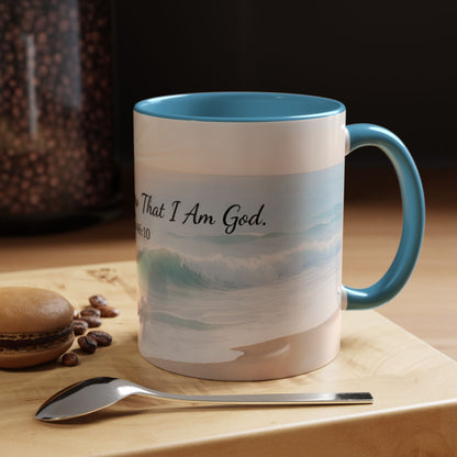 Psalm 46:10 Ocean Coffee Mug – "Be Still and Know That I Am God" Inspirational Ceramic