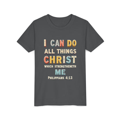 I Can Do All Things Christ Youth Tee | Philippians 4:13 Christian Kids Shirt