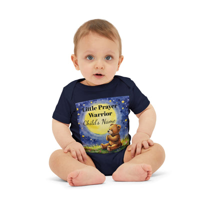 Infant One-Piece — 'Little Prayer Warrior' Bear Baby Bodysuit (Personalize Name)