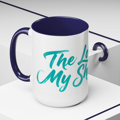 Scripture Accent Coffee Mug — Teal Hand-Lettered Encouragement (11/15 oz)