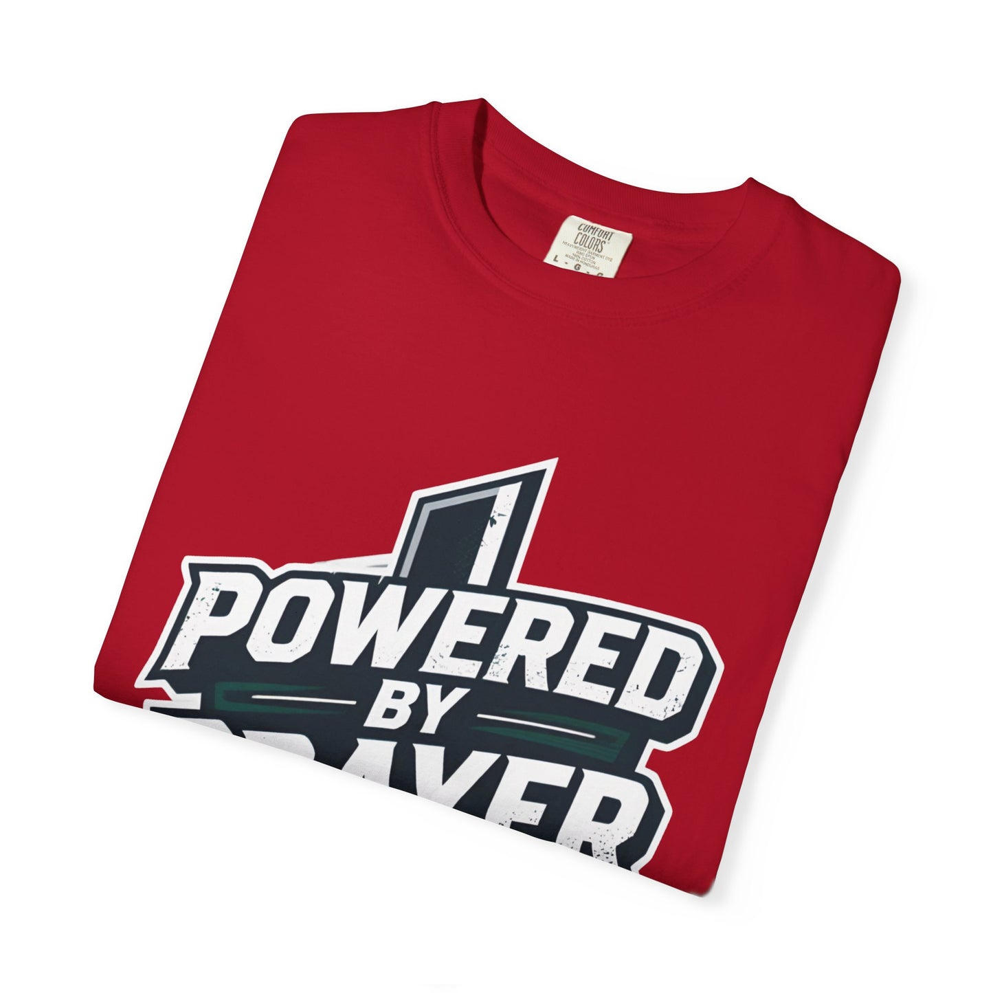 Powered by Prayer T‑Shirt — Faith Graphic Tee with Cross